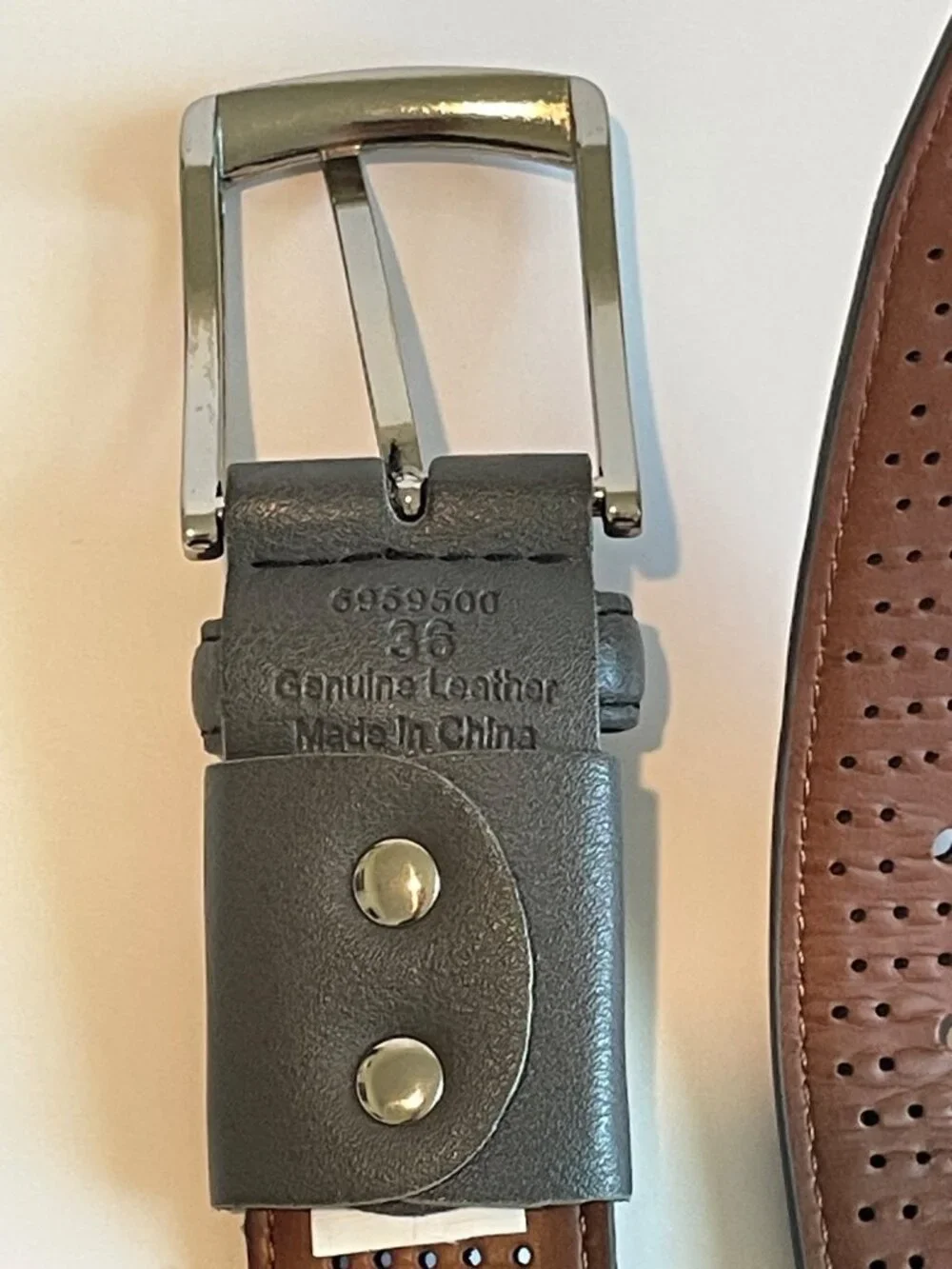 Greg Norman Men’s Grey Leather Belt Size 36 Golf